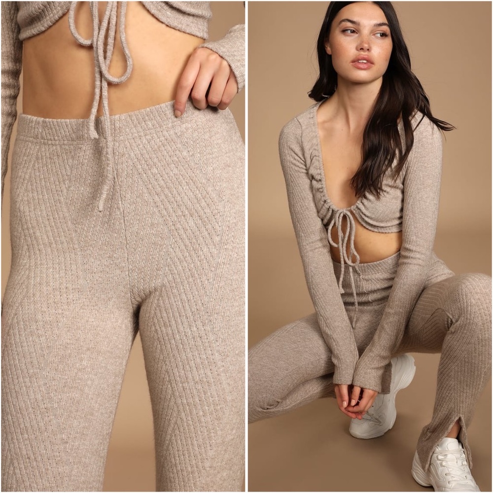 NWT Lulu’s Emery Park Knitted Parted Hem Leggings - Picture 2 of 16